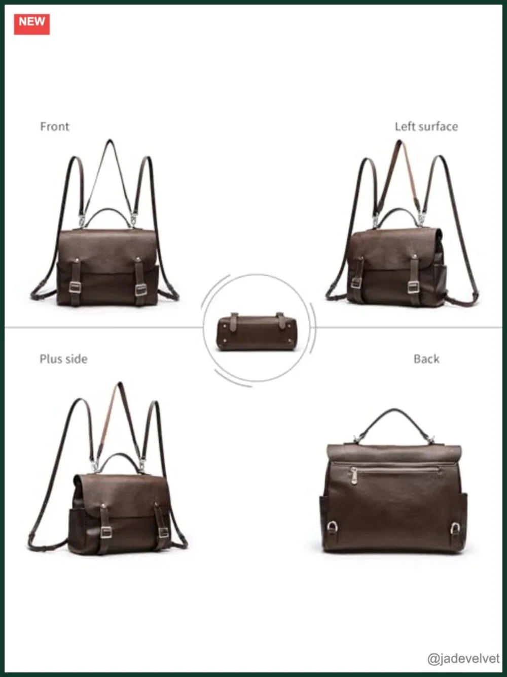 Vintage Faux Leather Convertible Satchel Backpack 3in1